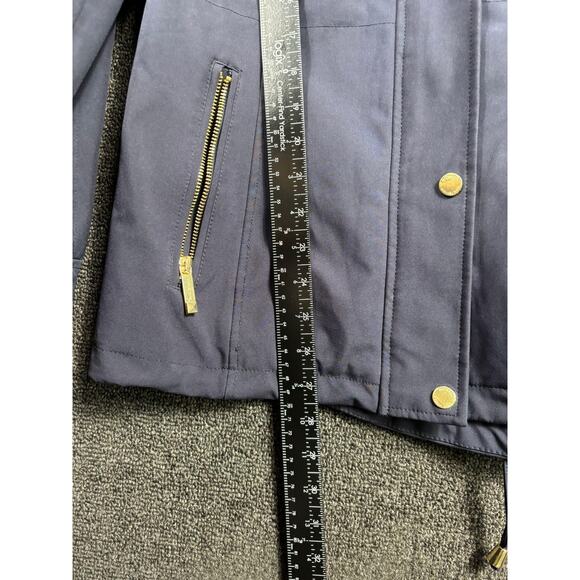 MICHAEL Michael Kors Jacket Womens Medium Navy Hooded Anorak Gold Hardware - Picture 9 of 10